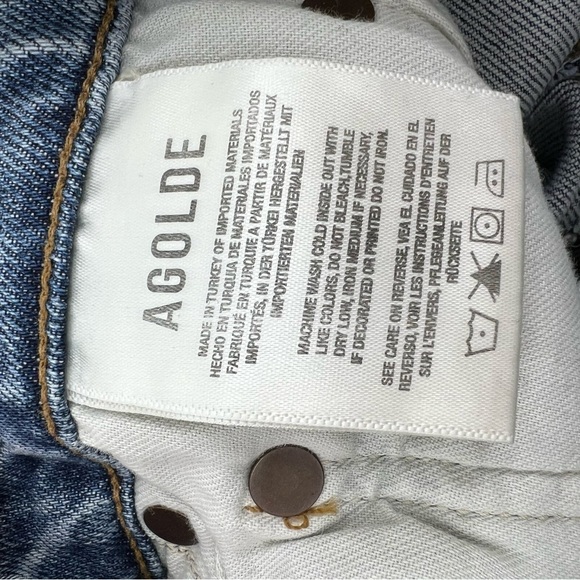 AGOLDE Nico High Rise Slim Jeans 24 Rooted Wash Button Fly Stretch Denim - Picture 6 of 7